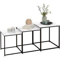 HOMCOM Nesting Coffee Tables Set of 3 Stacking Sofa Side Tables White | Size: 4 Person