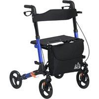 HOMCOM 4 Wheel Rollator Walker, Mobility Walker with Bag, Seat, Blue