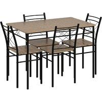 HOMCOM 5 Piece Dining Table & Chairs Set, Space Saving, Oak in Light Oak