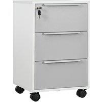 HOMCOM 3-Drawer Locking File Cabinet Mobile Chest of Drawers Side Table in Grey