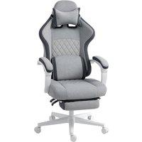 HOMCOM Printed Velvet Computer Recliner Chair with Adjustable Height, Grey