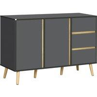 HOMCOM Sideboard, Modern Kitchen Cupboard with Double Doors & 3 Drawers in Dark Grey