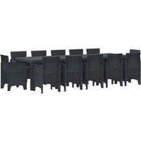 Berkfield Home 13 Piece Garden Dining Set with Cushions Anthracite Poly Rattan in Dark Grey