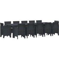 Berkfield Home 13 Piece Garden Dining Set with Cushions Anthracite Poly Rattan