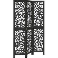 Berkfield Home Room Divider 3 Panels Black Solid Wood Paulownia