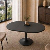 Merax Modern Extendable Round Dining Table 100-140cm Pedestal Kitchen Table in Black