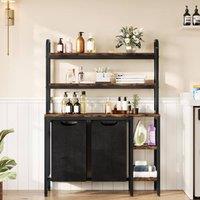 London Boutique 3-Tier Laundry Hamper Laundry Basket w/ Shelf & Double Sorter Baskets in Brown
