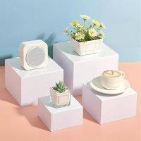 London Boutique 4Pcs Buffet Risers Food Display Stand Set Stackable Cube Boxes Display in White
