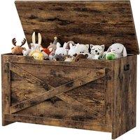 London Boutique Wood Storage Chest Toy Box Storage Trunk Hallway Shoe Bench Organizer in Brown