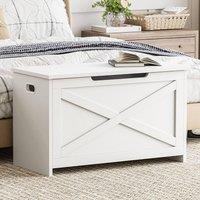 London Boutique Wood Storage Chest Toy Box Storage Trunk Hallway Shoe Bench Organizer in White