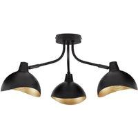 Netlighting Geti Long Multi Arm Semi Flush Ceiling Lamp Matt Black Gold E14 3x5W