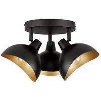 Netlighting Geti Multi Arm Semi Flush Ceiling Lamp Matt Black Gold E14 3x5W