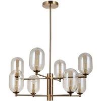 Netlighting Perano Multi Arm Pendant Ceiling Light Antique Bronze Amber Shade 8xG9 in Brown