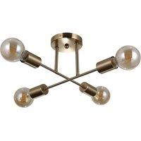 Netlighting Formio Multi Arm Semi Flush Ceiling Lamp Honey Brass 4xE27 in Gold