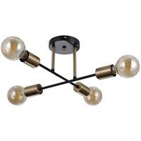 Netlighting Formio Multi Arm Semi Flush Ceiling Lamp Matt Black Honey Brass 4xE27 in Gold