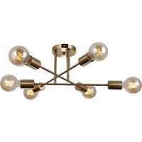 Netlighting Formio Multi Arm Semi Flush Ceiling Lamp Honey Brass 6xE27 in Gold