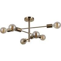 Netlighting Piansi Multi Arm Semi Flush Ceiling Lamp Honey Brass 6xE27 in Gold