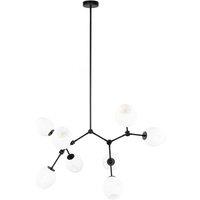 Netlighting Ferral Multi Arm Pendant Ceiling Light Black with Opal Shade 8xE27