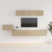Berkfield Home 5 Piece TV Cabinet Set Sonoma Oak Engineered Wood in Brown