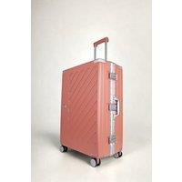 JLY Zipperless Polycarbonate Suitcase, Hard Shell, TSA Lock, 4 Wheels in Pink | Size: Medium