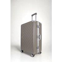 JLY Zipperless Polycarbonate Suitcase, Hard Shell, TSA Lock, 4 Wheels in Khaki | Size: Medium