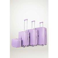 JLY 4 Piece Suitcase Set: Vanity, Carry-On, Medium & Large with Cupholder in Lilac | Size: 4 Pack