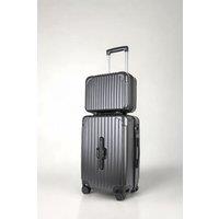 JLY 2 Piece Suitcase Set: Vanity Case & Cabin with Cupholder, TSA Lock in Black