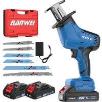 NANWEI Powerful Cordless Reciprocating Saw 20V with 2 Batteries & Charger