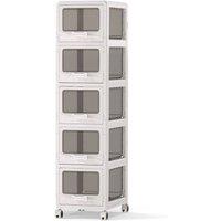 Costway 5-Tier Plastic Drawer Storage Organizer Rolling Cart Utility Cart in White