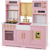 Gymax Play Kitchen Toy Set Toy Kitchen Playset With Coffee Maker-Pink in Pink