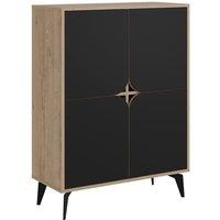 CALICOSY 4-Door Sideboard With Metal Legs L90 Cm - FLORA in Black