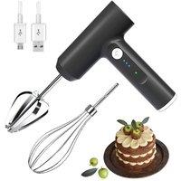 VOGREX Cordless Hand Mixer Electric Whisk USB Egg Beater Food Frother in Black