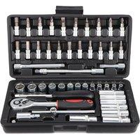 Nordara 53PCS Socket Set Quick Release Ratchet Wrench Set in Black | Size: 10000mm x 520mm