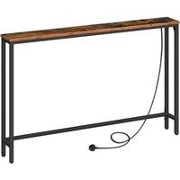 FORGEVIO Console Table with Charging Station Entryway Table in Brown | Size: 0.6m2