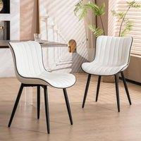 KORVIXA White Set of 2 Faux Leather Dining Chairs High Back | Size: 100 cm x 100 cm