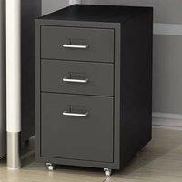 KORVIXA Office Filing Cabinet Chest of Drawers Cupboard Storage on Castors in Black | Size: 100 cm x 100 cm