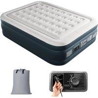 KORVIXA Grey King Size HighRaised Inflatable Air Bed BuiltIn Electric Pump