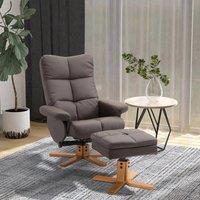 EONLION Recliner Chair & Footstool PU Leather Wooden Base in Dark Grey | Size: 100 cm