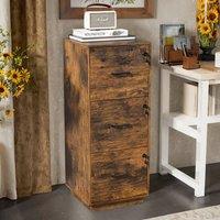 EONLION Brown 3 Drawers Lockable File Cabinet | Size: 100 cm
