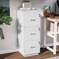 EONLION White 3 Drawers Lockable File Cabinet | Size: 100 cm