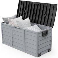 EONLION black Garden Storage Box with Wheels, 280L Waterproof in Grey | Size: 100 cm