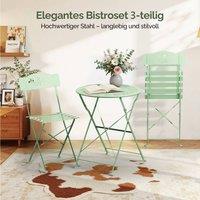 EONLION Lightgreen 3PCS Folding Bistro Set with Olive Leaf Pattern in Green | Size: 100 cm