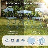 EONLION Lightblue 3PCS Folding Bistro Set with Olive Leaf Pattern in Blue | Size: 100 cm