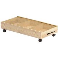 Kelvenix Wooden Under-Bed Chest On Wheels Storage Box in Beige