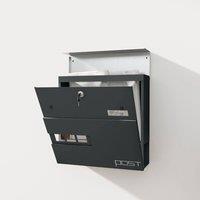 Kelvenix Wall Mounted Post Box, Weatherproof Letterbox with Lock in Charcoal
