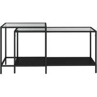 FORGEVIO Nesting Coffee Table, Black Metal Glass Centre Table | Size: 0.6m2