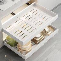 FORGEVIO 2PCS Pull Out Cabinet Organizer Slide Out Drawer Storage in White | Size: 0.6m2