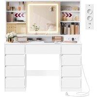 FORGEVIO Collection Dressing Table with LED Mirror in White | Size: 0.6m2