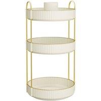 FORGEVIO White-3-Tier Round Skincare Organiser in White | Size: 500mm