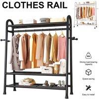 FORGEVIO Black Heavy Duty Metal Double Rail Clothes | Size: 500mm